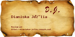 Dianiska Júlia névjegykártya